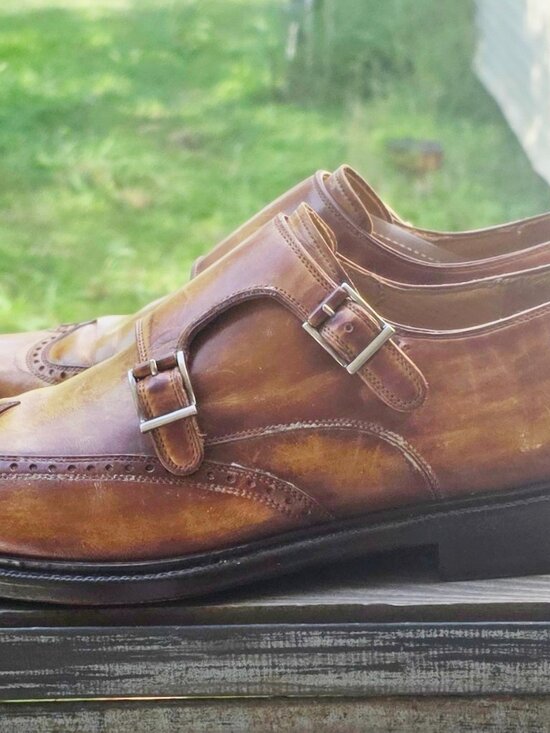 Magnanni 7-M Tan Double Monkstrap Wingtip Leather Mens Dress Shoes main image 11